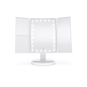 Rio White LED Folding Makeup Mirror – 24 Lights with 2× & 3× Magnification - Image 1